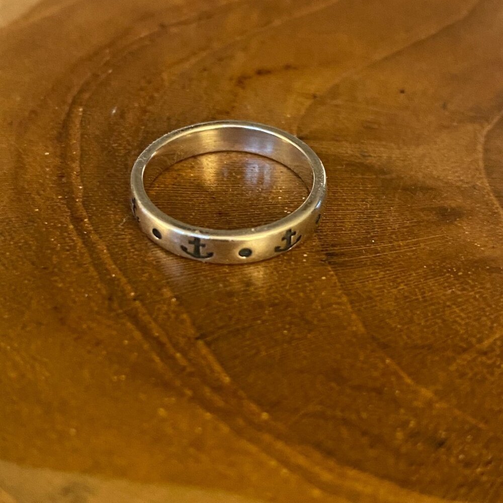 RETIRED James Avery Anchor Stacking Ring, Size 5, Sterling Silver